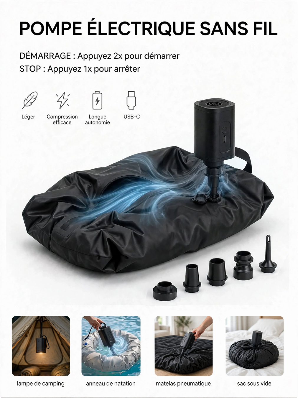 Sacs de Rangement Sous Vide avec Pompe USB